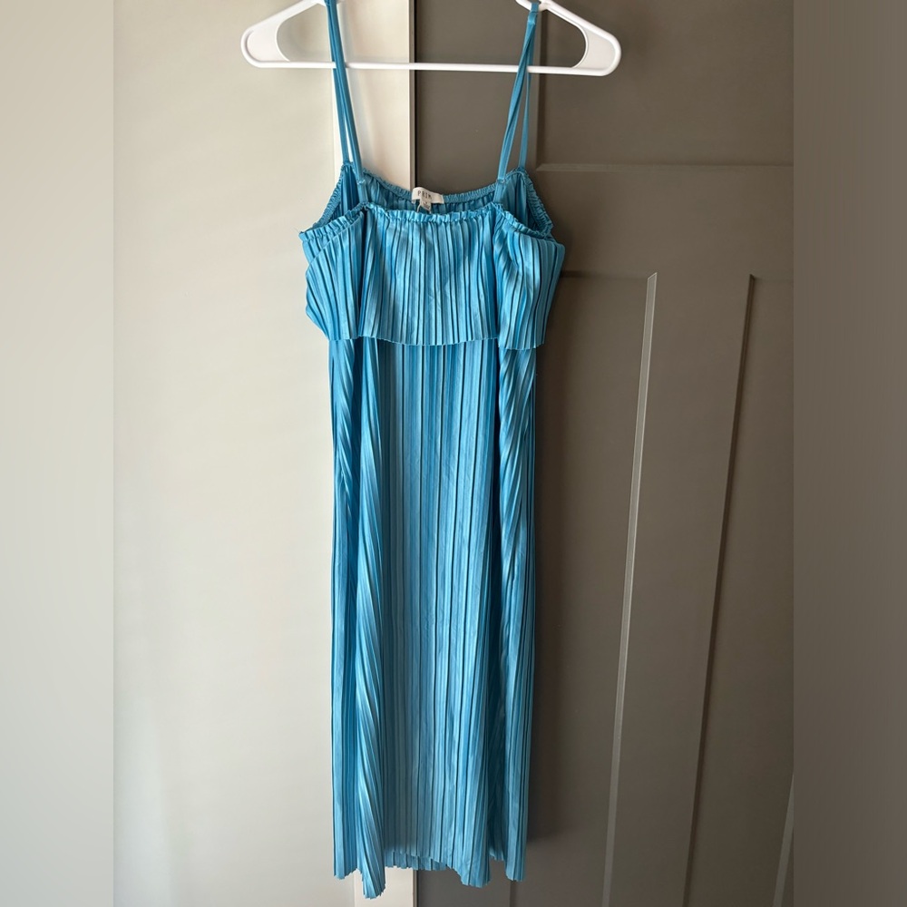 Women’s Turquoise Pleated Slip Dress Sleeveless